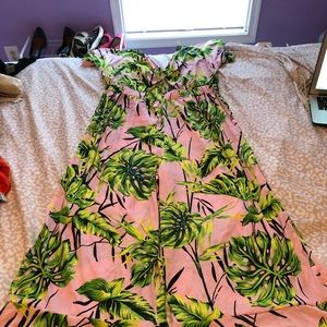 Pink and green exotic jumpsuit